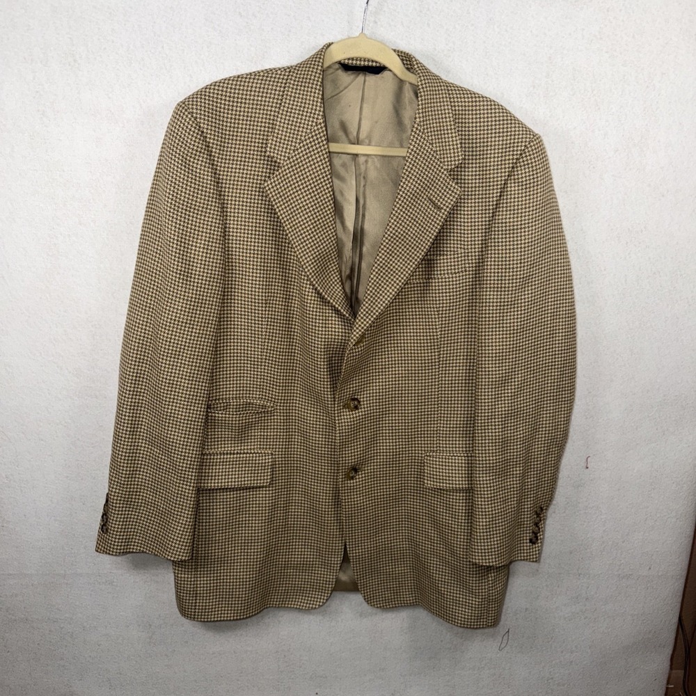 Vintage Men's Burberry Herringbone Houndstooth Blazer 42R Made In USA READ